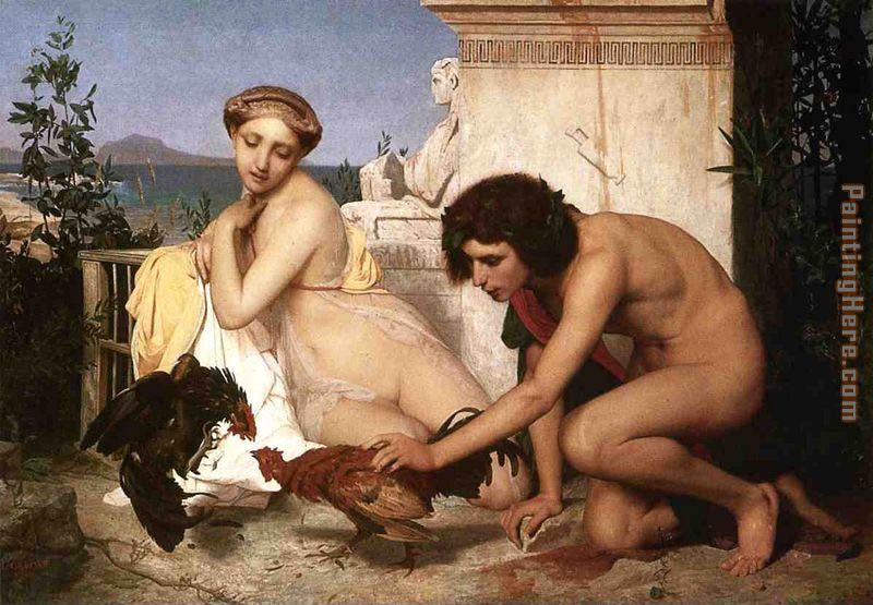 Young Greeks at a Cock Fight painting - Jean-Leon Gerome Young Greeks at a Cock Fight art painting